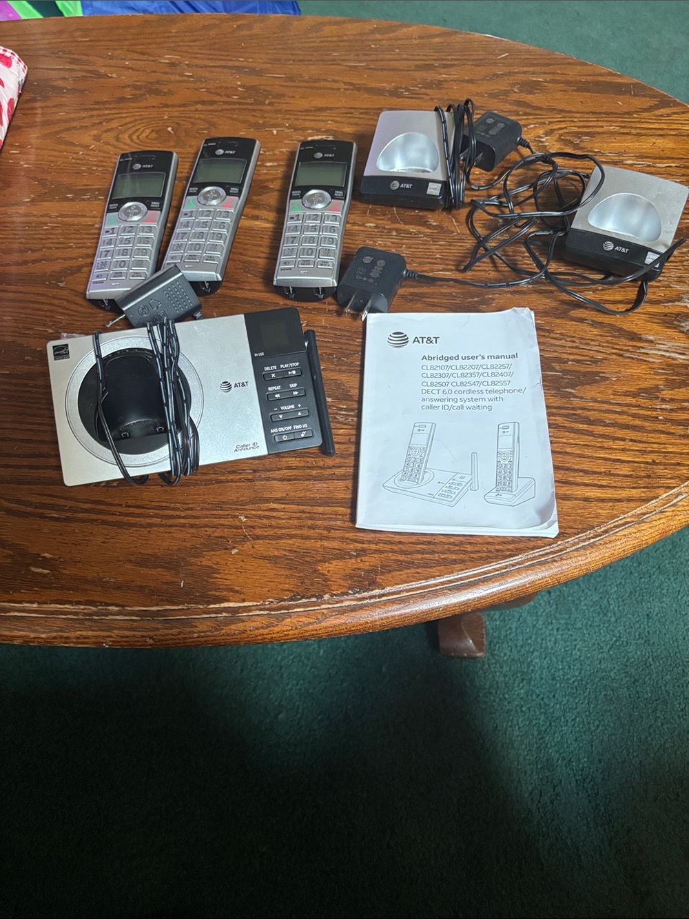 AT&T Silver and Black Cordless Phone System with Multiple Handsets and Bases